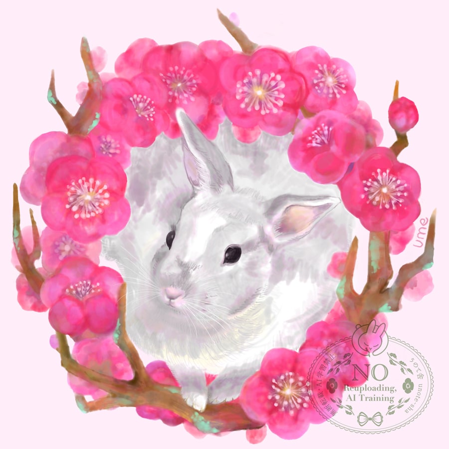 うさコみっしょん！○うさぎさんの似顔絵を描きます あなたのおうちのうさぎさんと、お花を合わせて一枚のイラストに イメージ5