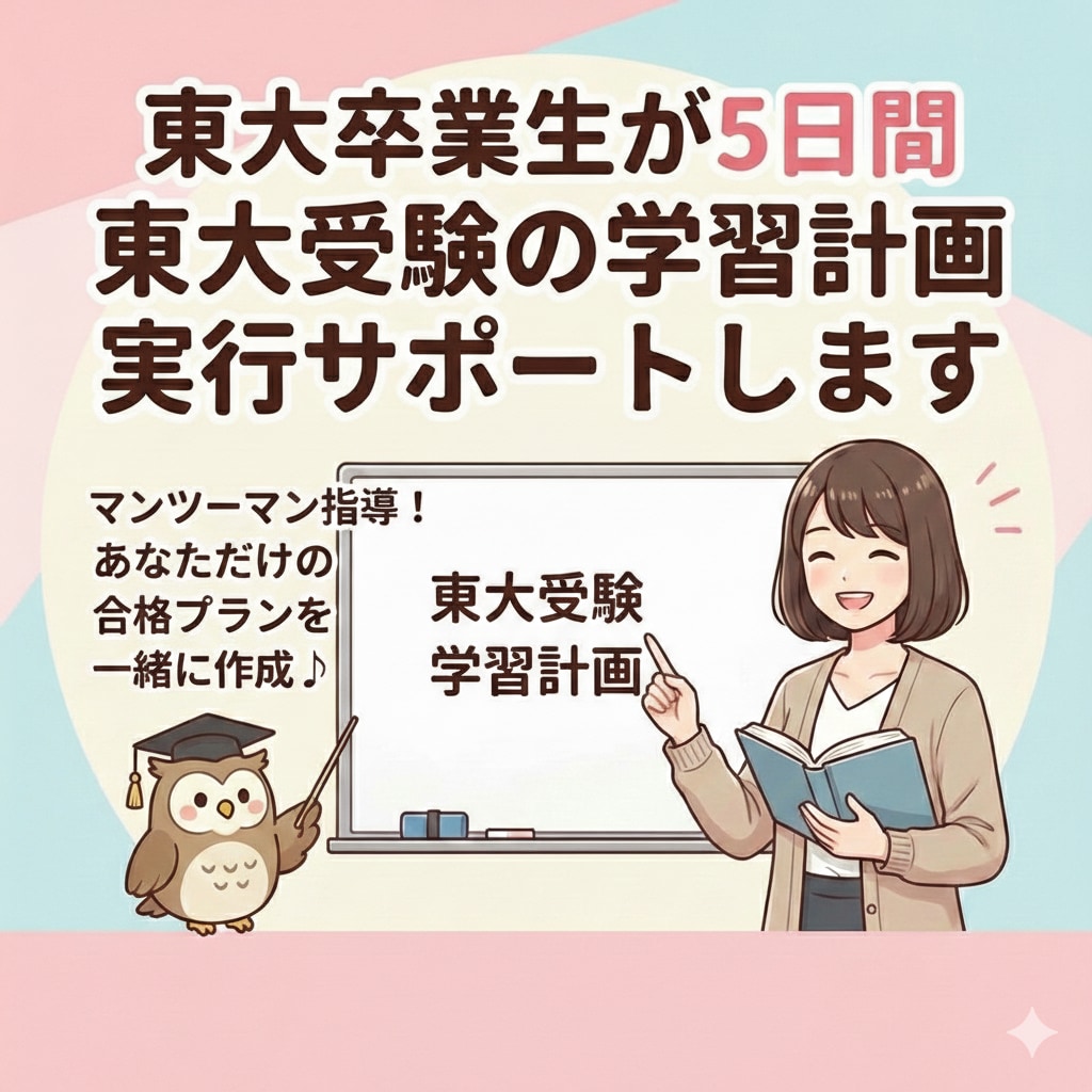 5日間東大受験の学習計画実行サポートします 一緒に計画を立てて欲しい、進捗管理サポートをして欲しい方へ イメージ1