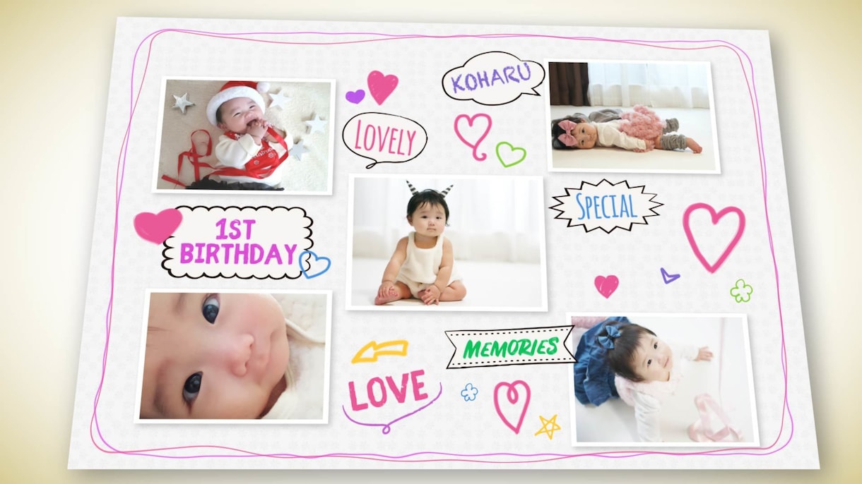 赤ちゃん 子供の誕生日のお祝いムービーを作成します 1歳のバースデー、2歳〜バージョンもご用意しました! イメージ5