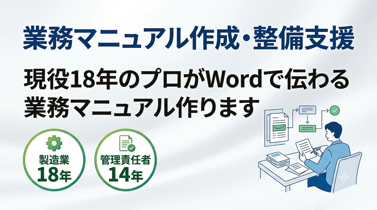 現役18年のプロが業務マニュアルを作ります 属人化解消！製造業で培ったノウハウで現場で使えるSOPを作成 イメージ1
