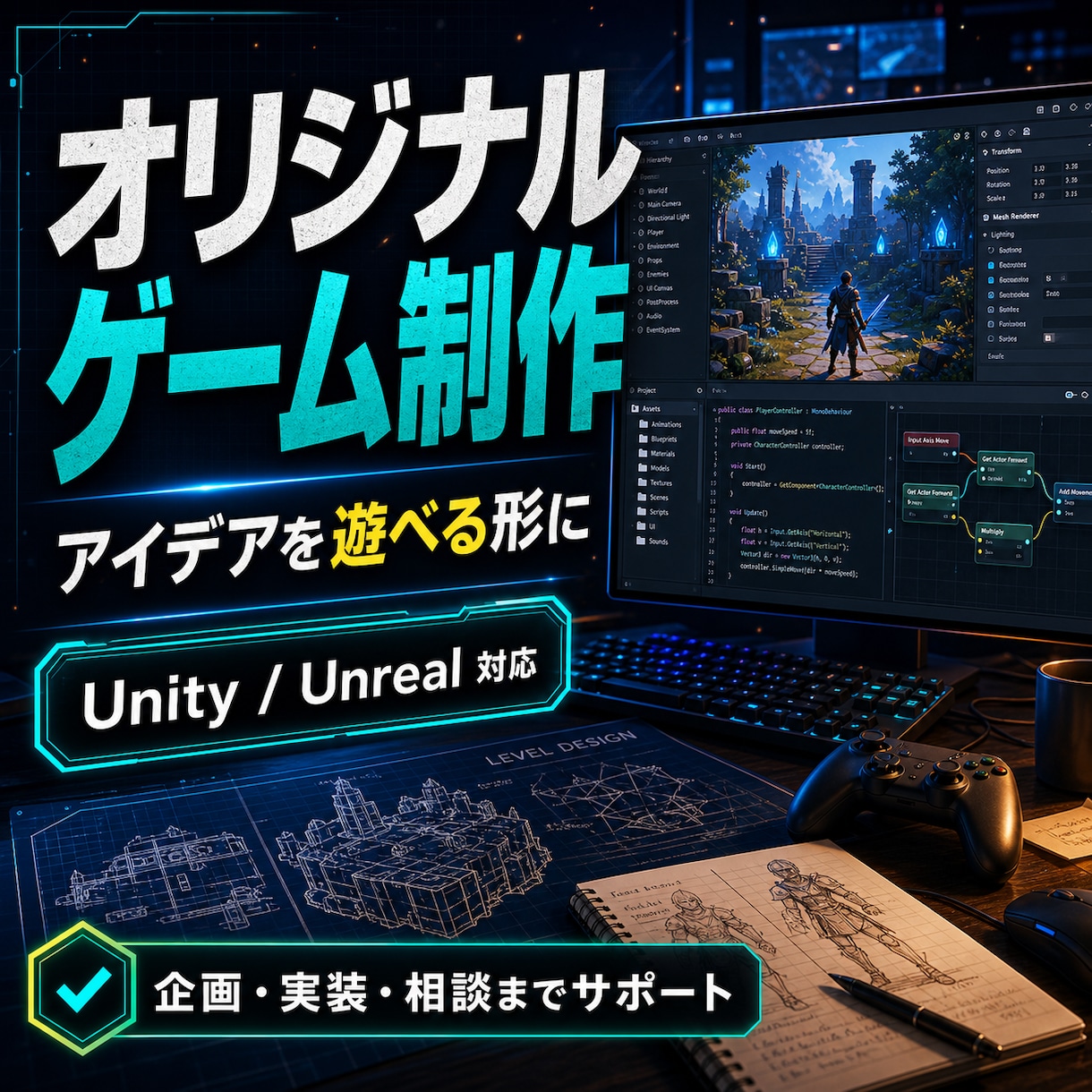 オリジナルゲーム制作します あなたのアイデアを素早く形にします！ イメージ1