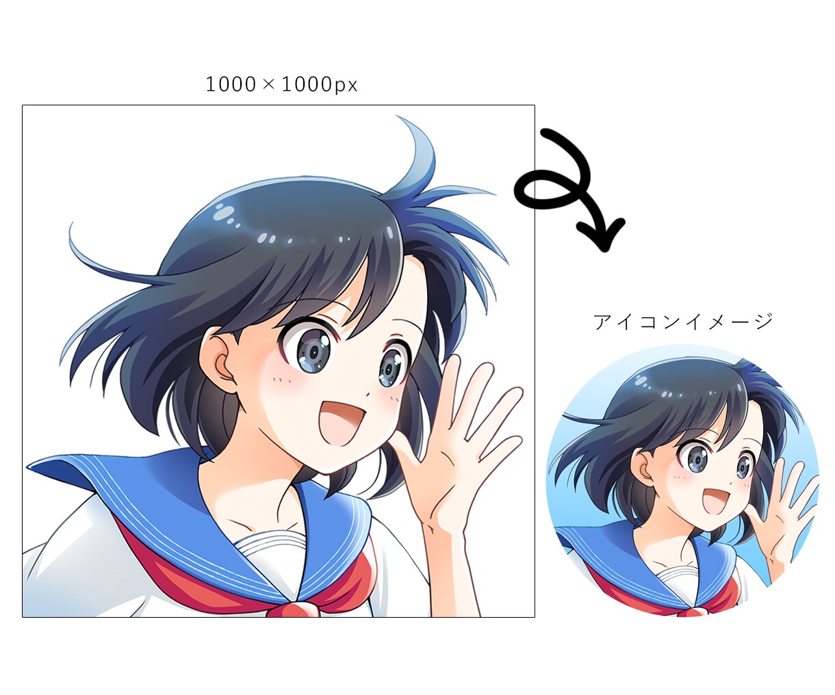 美麗！アイコンイラスト描きます TwitterなどのSNSやブログで使えるアイコン描きます！ イメージ2