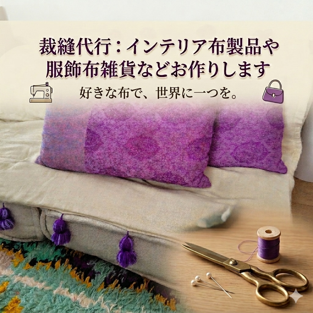 お裁縫代行｜布製の小物・生活雑貨をお作りします バッグや小物・インテリア布製品など、新規作成からリメイクまで イメージ1