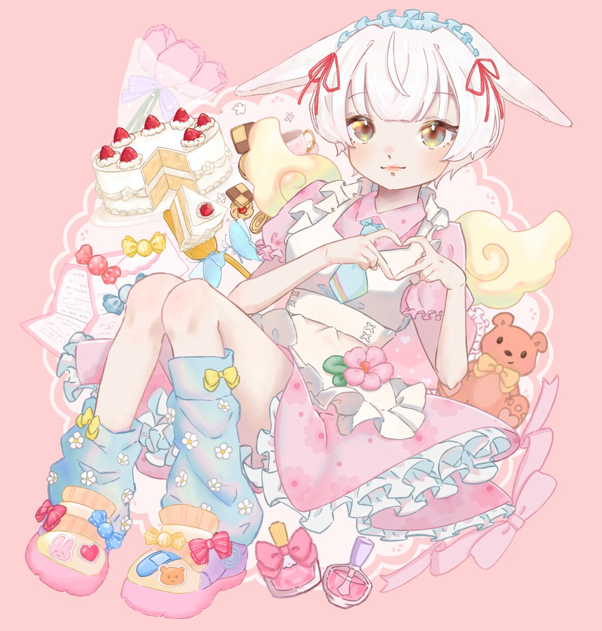 配信背景などのイラスト描きます ピンク系や水色系などカワイイ系を描きます！ イメージ1