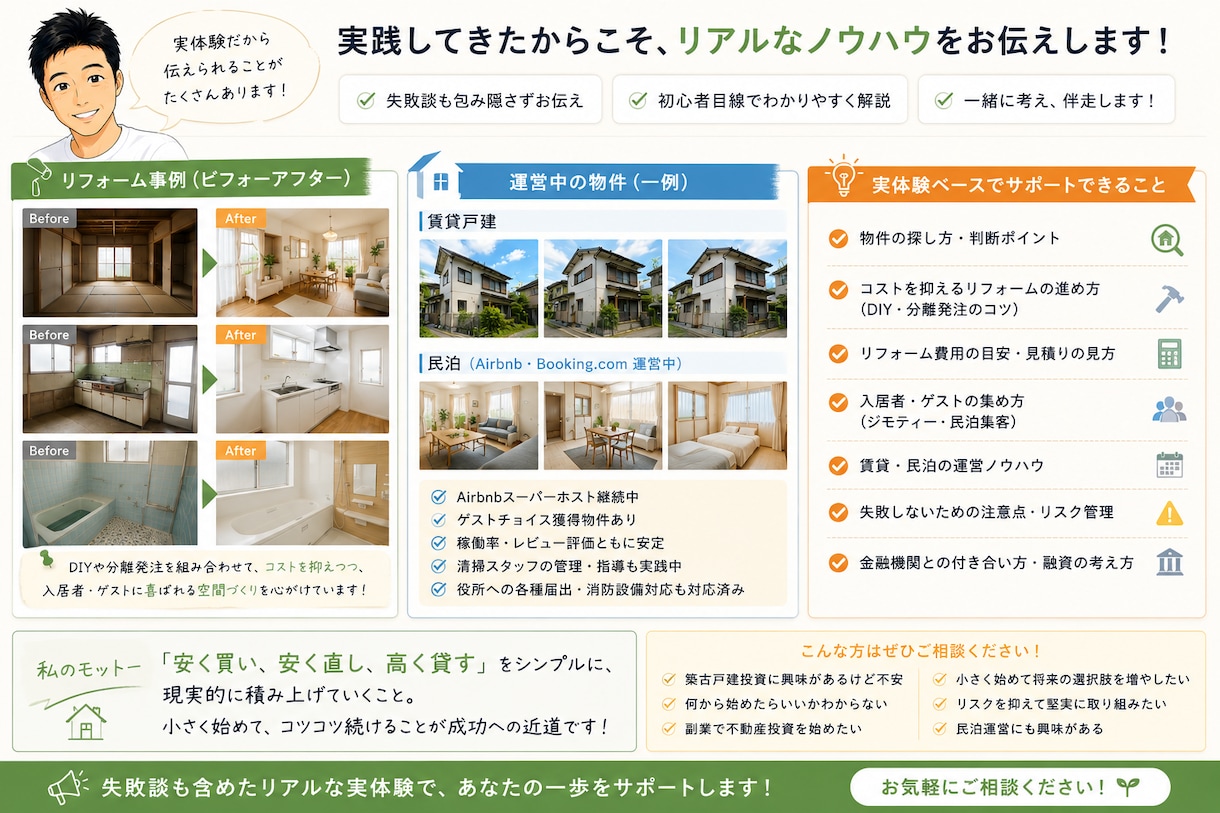 開店セール❗️ 築古戸建投資を実践目線で伴走します 買う・直す・貸すを実体験ベースでサポート イメージ3