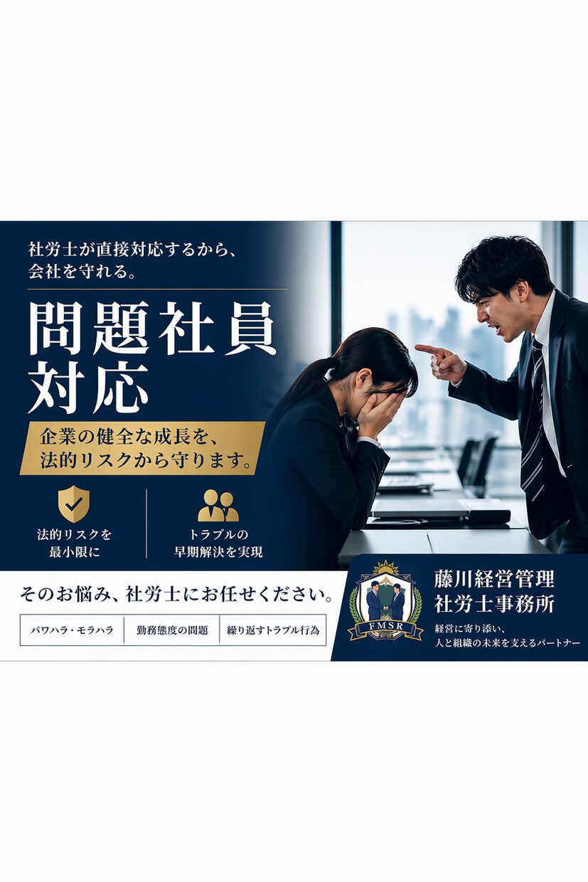 社労士が問題社員対応・疑問を3往復で回答致します 社労士が回答！問題社員対応や労務の悩みをメッセージで解決 イメージ1