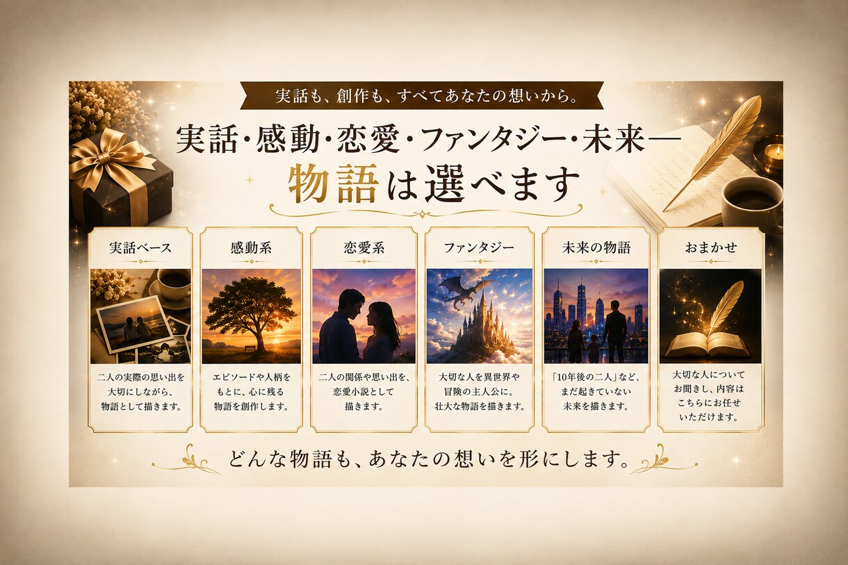 大切な人との思い出を短編小説にします 誕生日や記念日に、世界に一つの物語を贈りませんか？ イメージ3