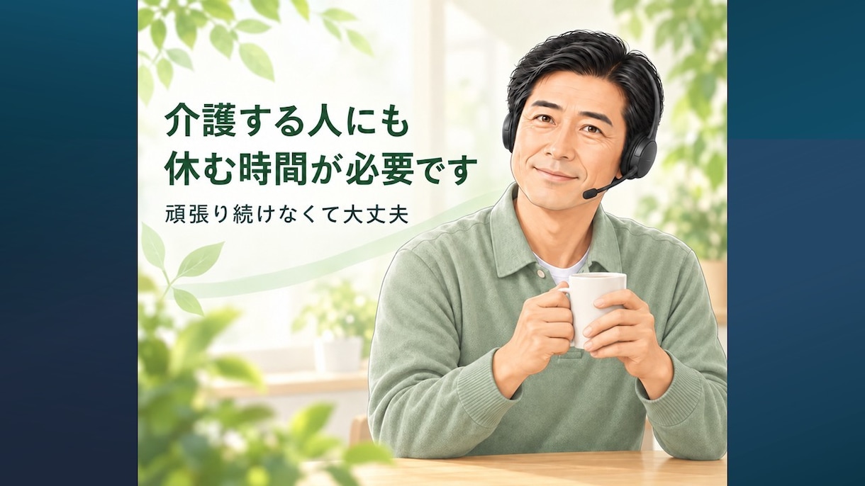 介護疲れと家族への弱音を経験者がお聴きします 支える側の孤独や罪悪感を否定せず受け止めます イメージ2