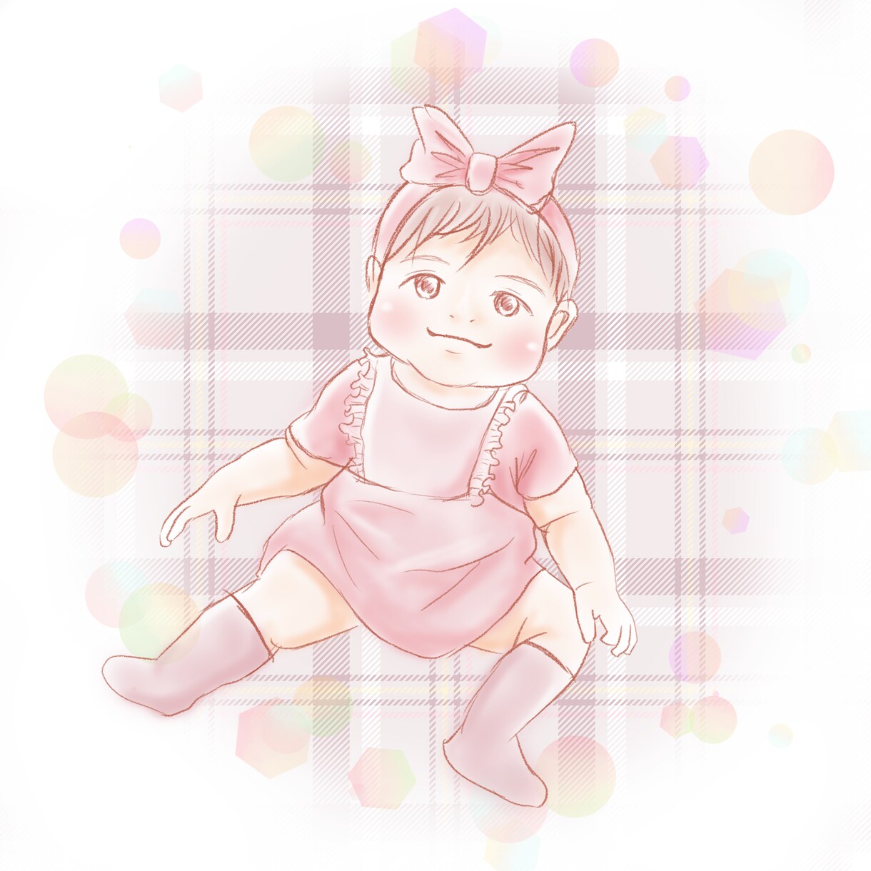 ほんわか可愛い似顔絵イラスト描きます イメージカラーをメインにしたほんわか似顔絵イラストです。 イメージ2