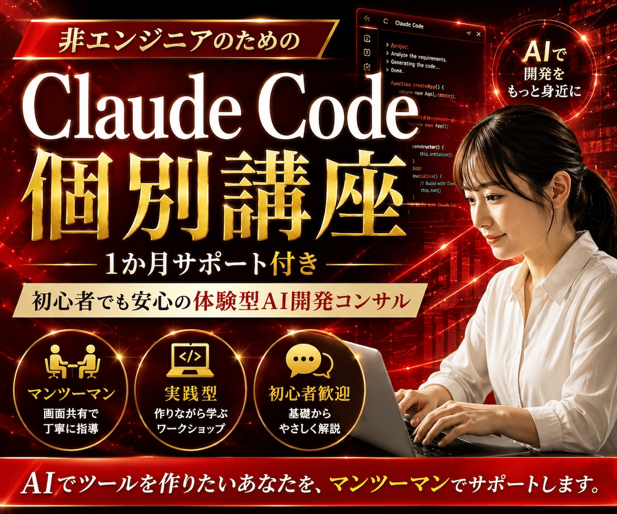 Claude Codeを非エンジニア向けに教えます 1か月間サポート！初心者でも安心の体験型AI開発コンサル イメージ2