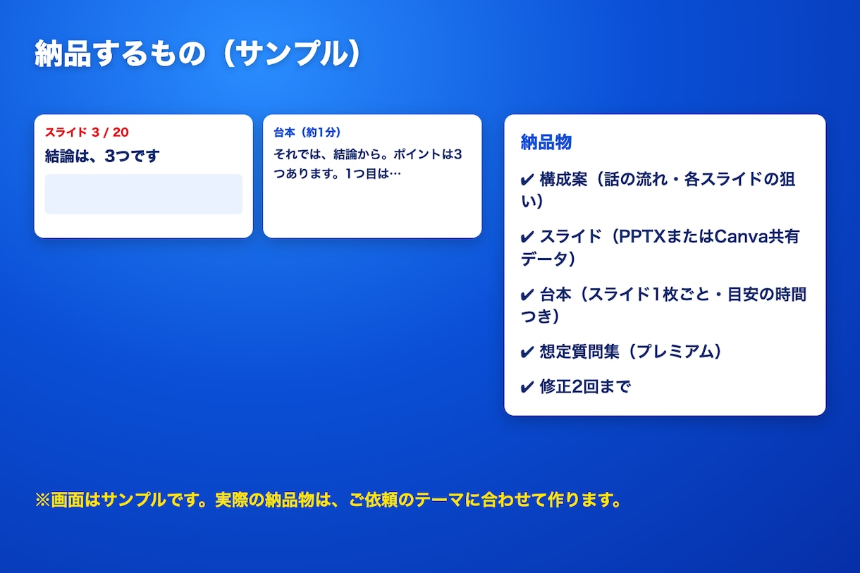 セミナー用スライドと台本をセットで作成します 構成・スライド・台本まで。10分20,000円から イメージ3