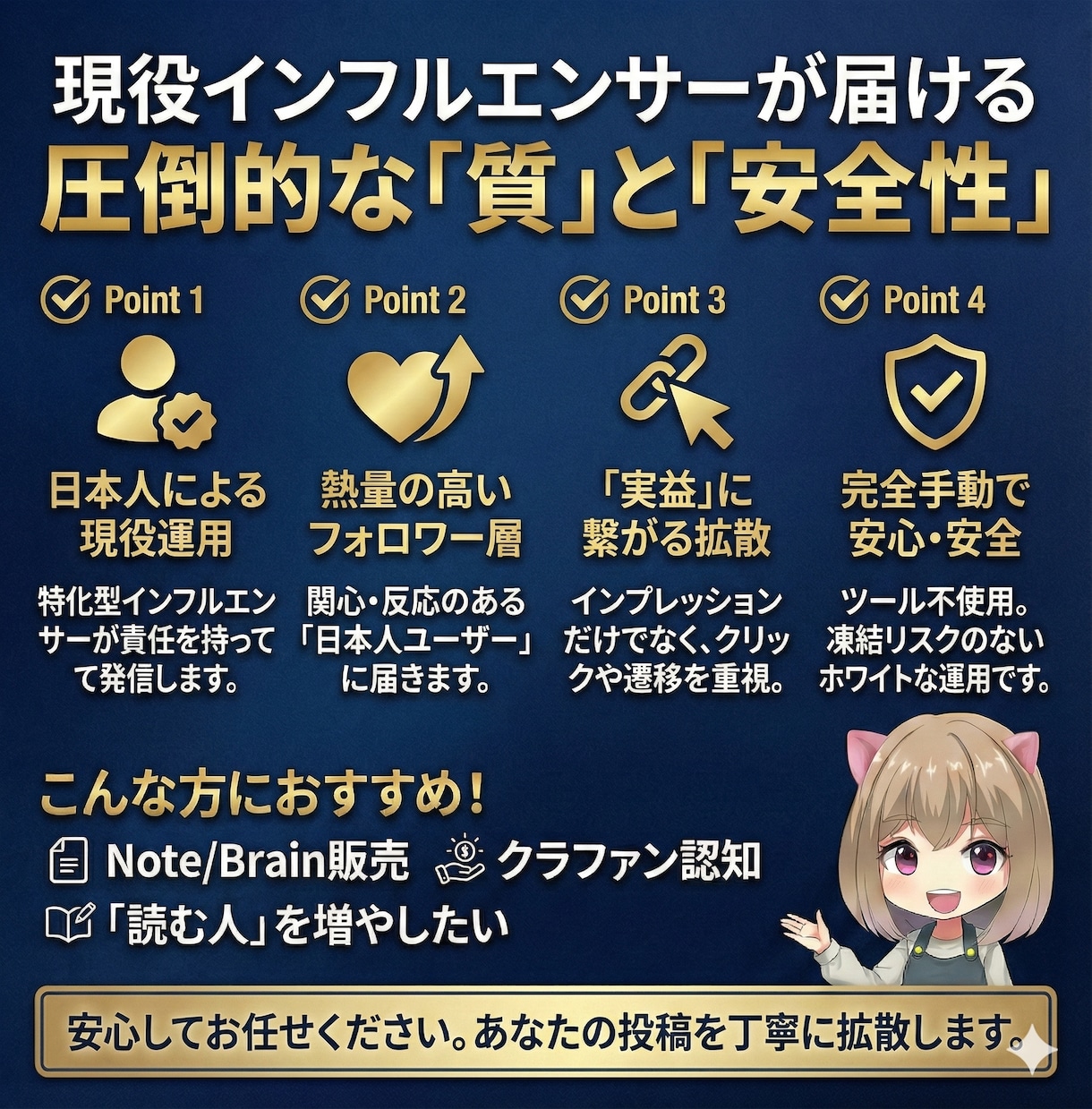 Xフォロワー8万の垢で1週間投稿を拡散/PRします 外国人・捨て垢なしの現役インフルエンサーによる本物の拡散支援 イメージ2