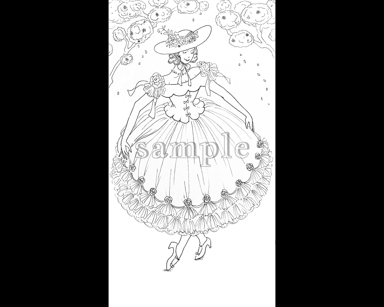ヴィンテージ風モノクロファッション画お描きします 商用オプション有！メッセージアプリの背景やホーム画面にも◎ イメージ3