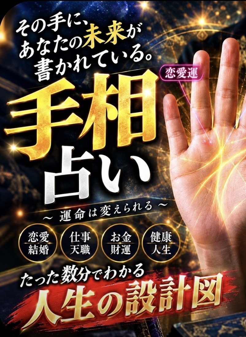 占いで人生が変わった私が貴方の全てを占います (※)あなたの手に、“知らない自分”が隠れている。 イメージ1