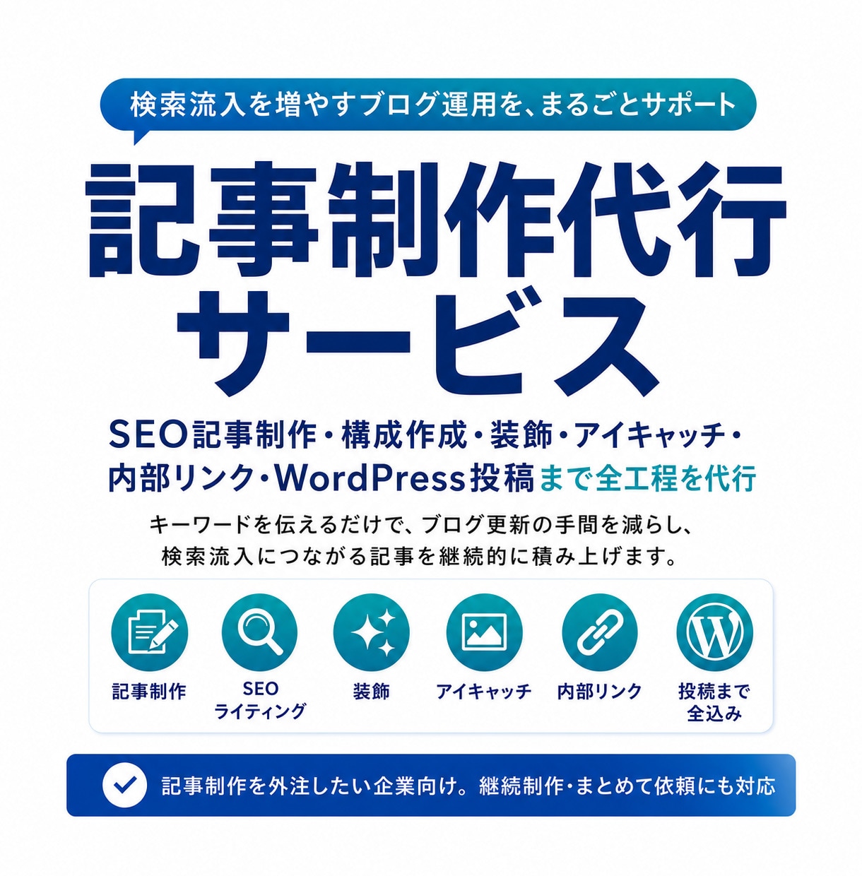 SEO記事制作を丸ごと代行します 自社の自立型AIで速く、WordPressのプロが仕上げる イメージ1