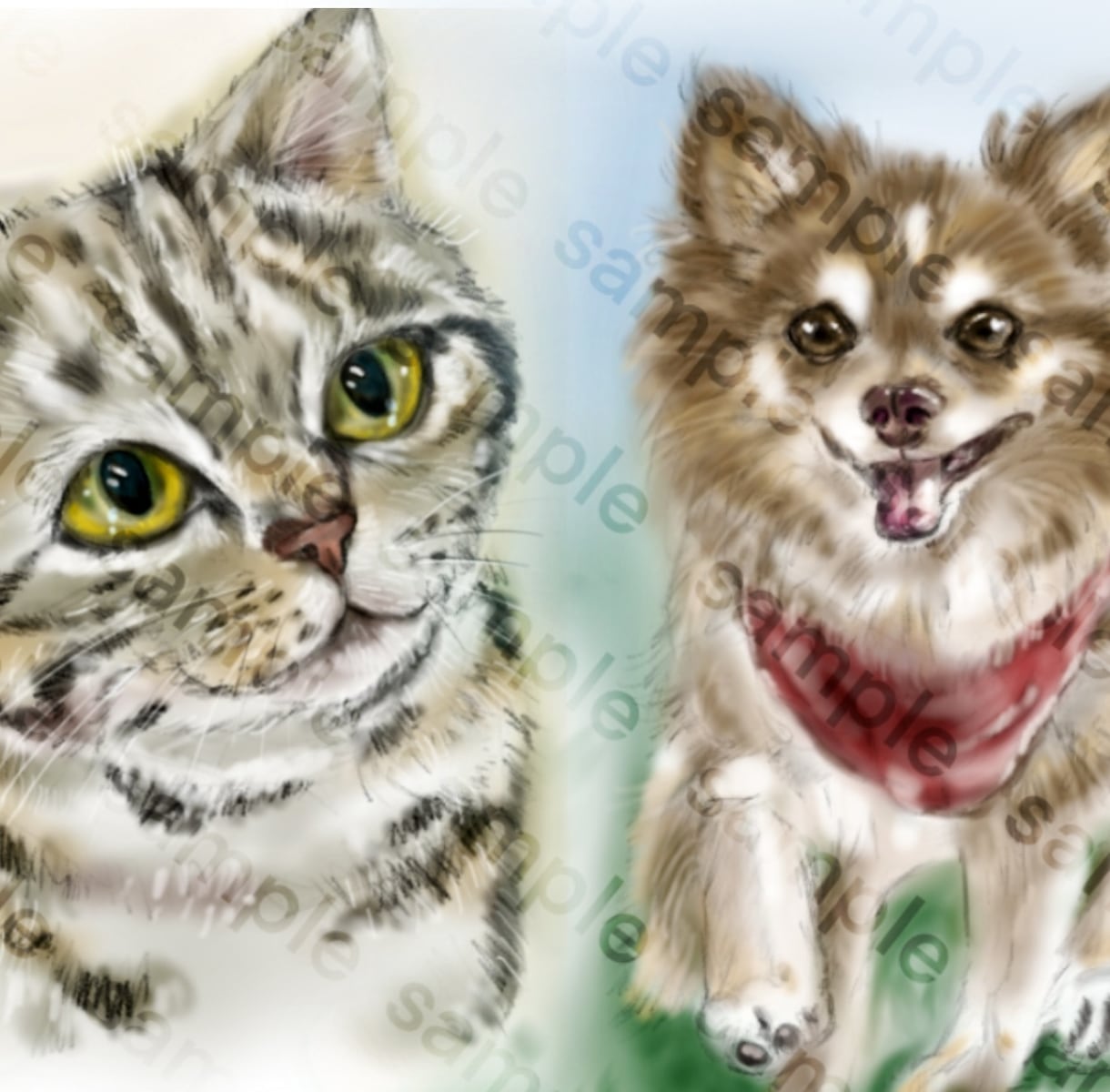 ペットの似顔絵｜写真からリアルに再現します 【丁寧仕上げ】メモリアル・ギフト、インテリア・アート イメージ1