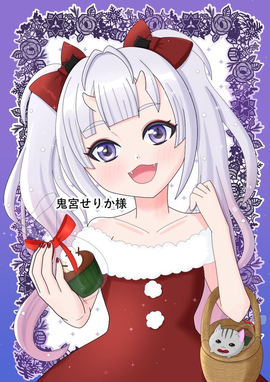 最安値でクリスマスイラスト制作します サンタさん衣装を着たイラストです、アイコンやサムネイルに！ イメージ1