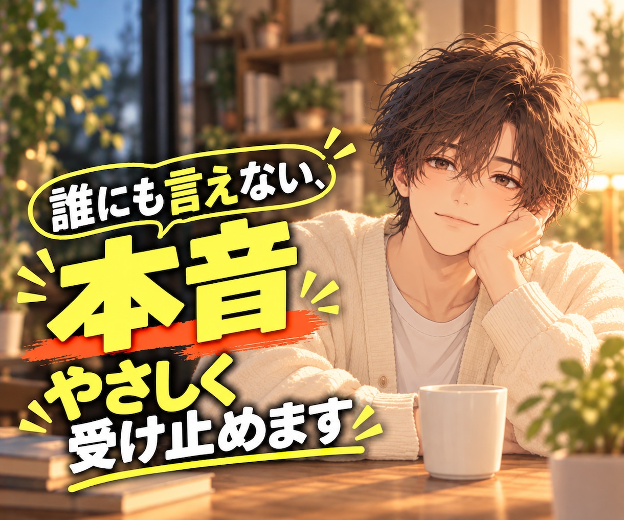 誰にも言えない本音、やさしく受け止めます 悩みも愚痴も何気ない雑談も、あなたのペースでお話ししましょう イメージ1