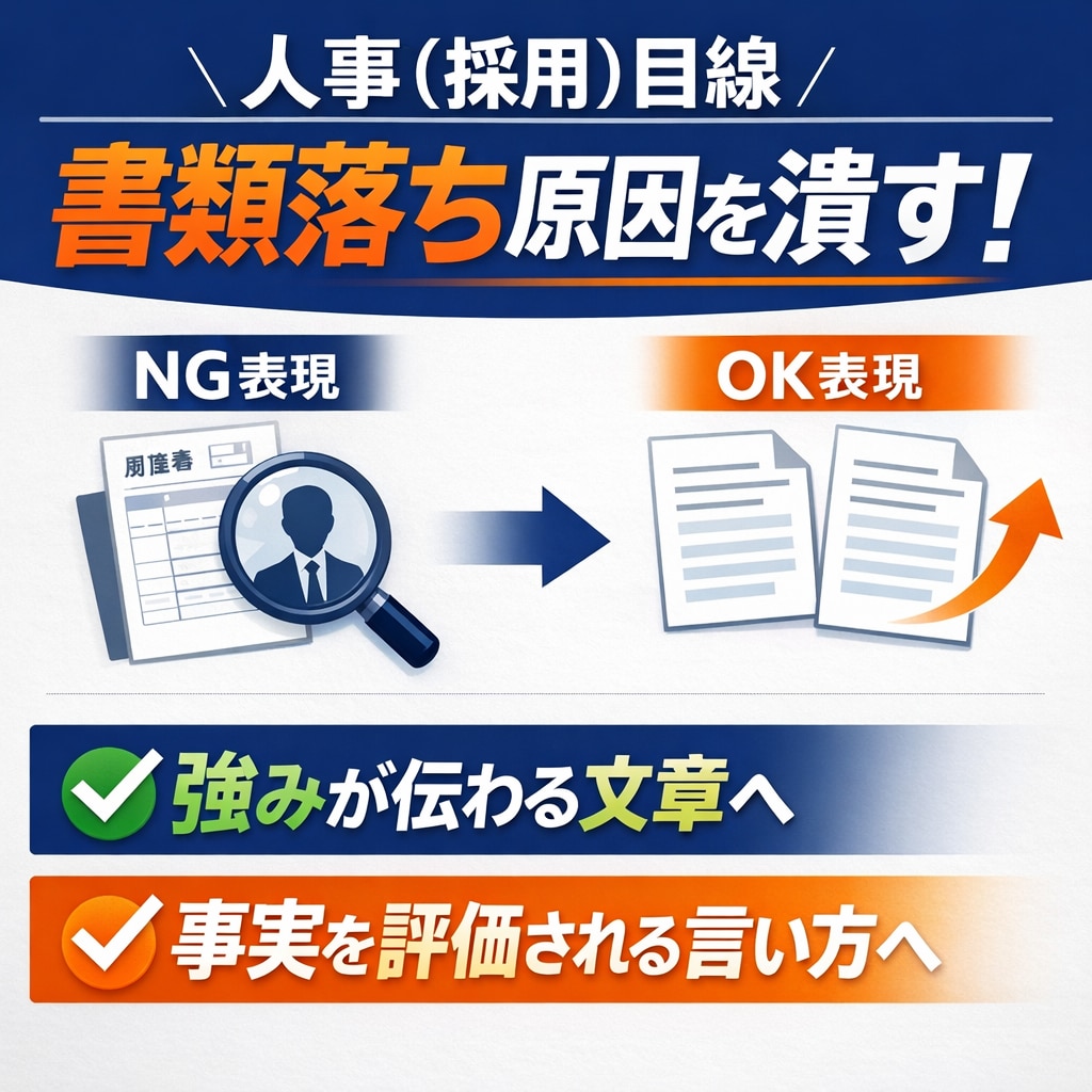 中途採用人事10年が職務経歴書・ES添削します 抽象→具体に直して通過率を上げます イメージ1