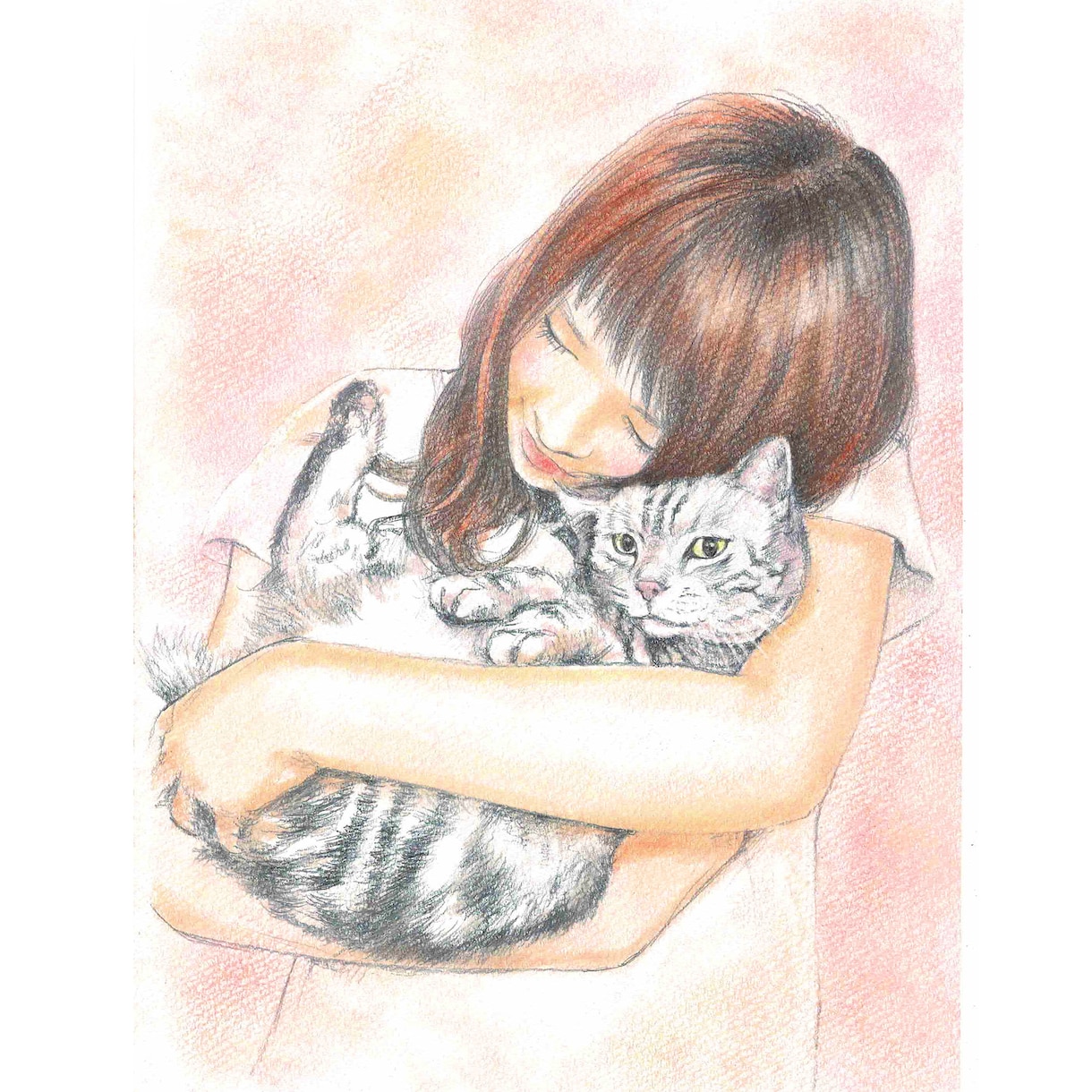 写真からデッサン風似顔絵(人物/ペット)を描きます リアルな鉛筆画・パステル着色・写真組み合わせ・原画郵送 イメージ3