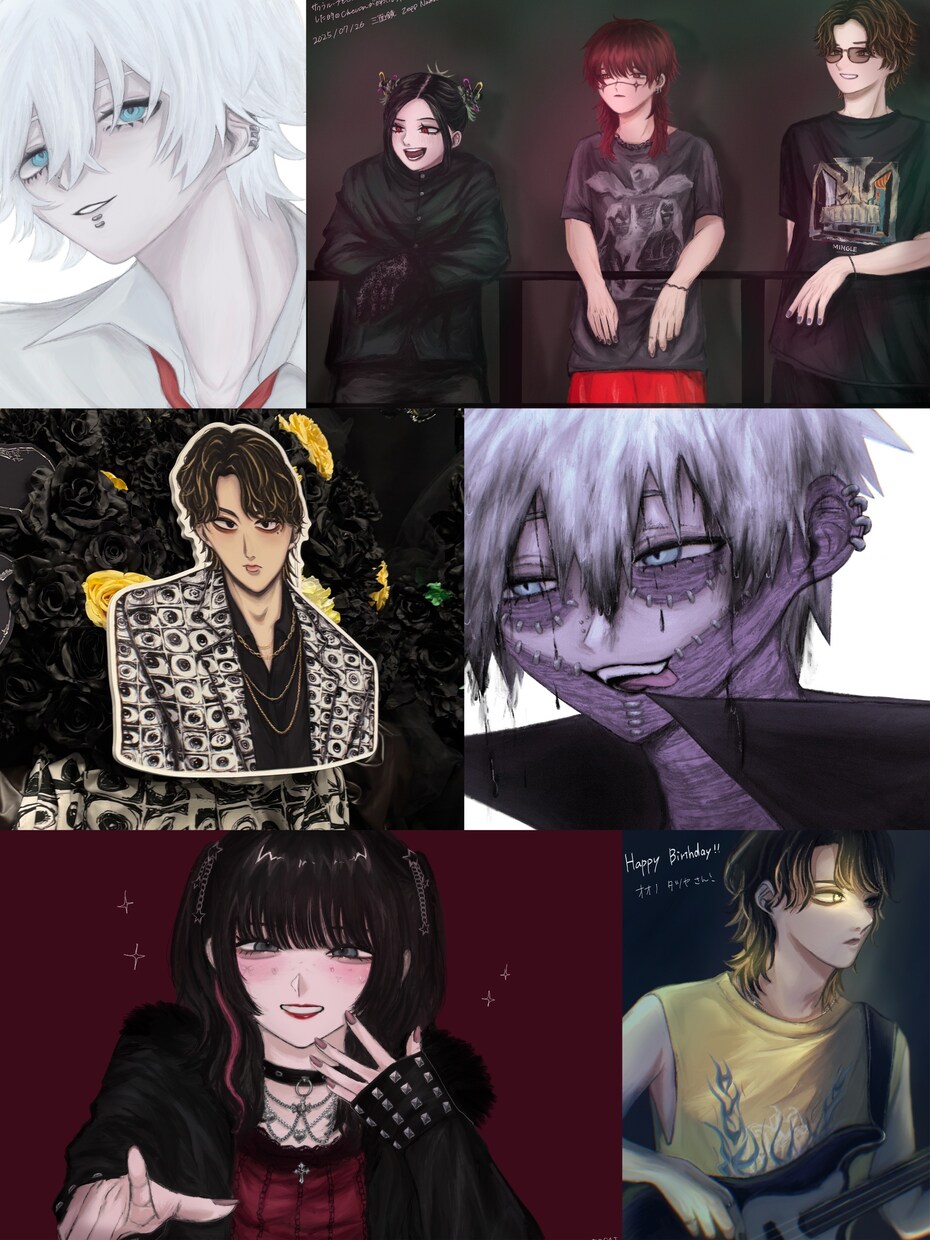 歌みたサムネやSNSアイコン描きます 厚塗りでのアナログ感を残し重め暗めの雰囲気がとくいです！ イメージ3