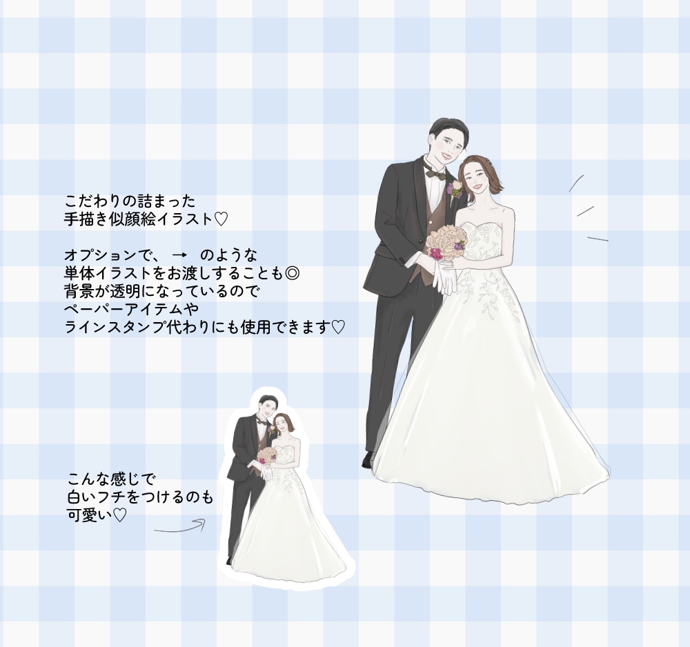 華やかウェルカムボード（似顔絵イラスト）描きます 早期納品/背景色の調整は何度でも可/ 結婚式にお洒落イラスト イメージ5