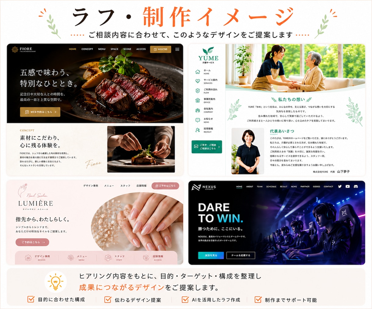 生成AIデザイン案を高品質なホームページ化します 業界20年以上｜スマホ対応｜更新機能も可能｜AI画像再現 イメージ4