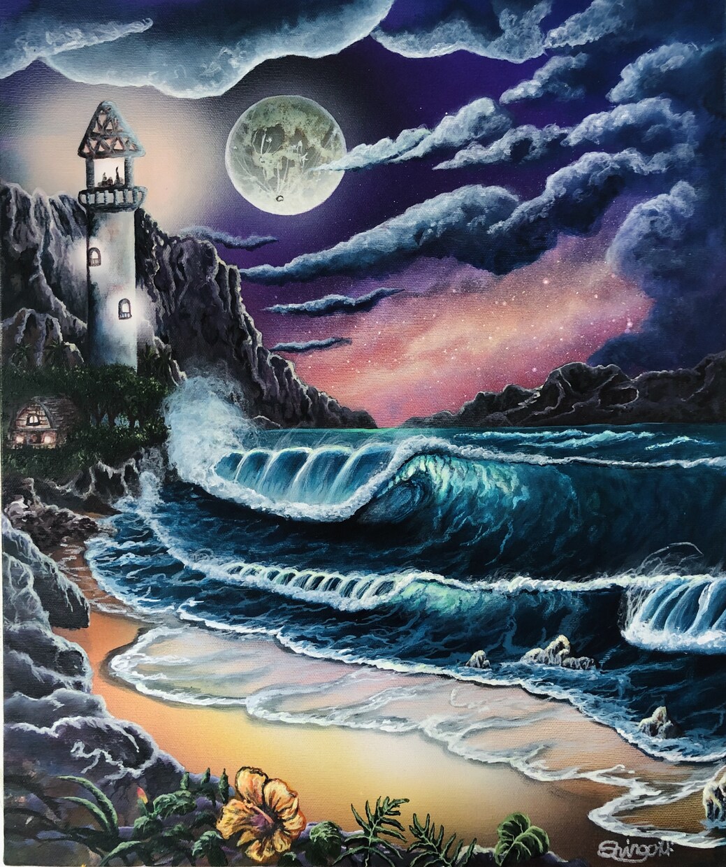 ハワイの風景画をアクリル絵の具で描きます ハワイの大自然をキャンバスいっぱいに表現しましょう イメージ10
