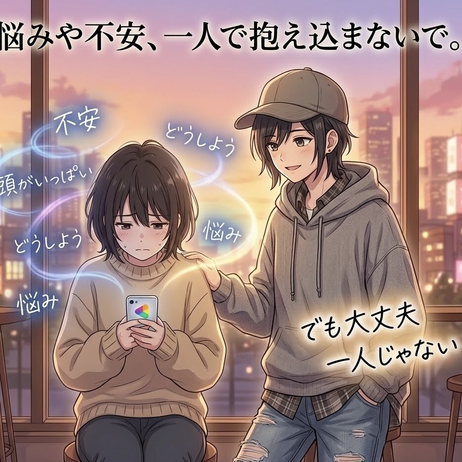 どうしようもない不安時にチャットで寄り添います アナタは一人じゃないから、大丈夫。 イメージ1