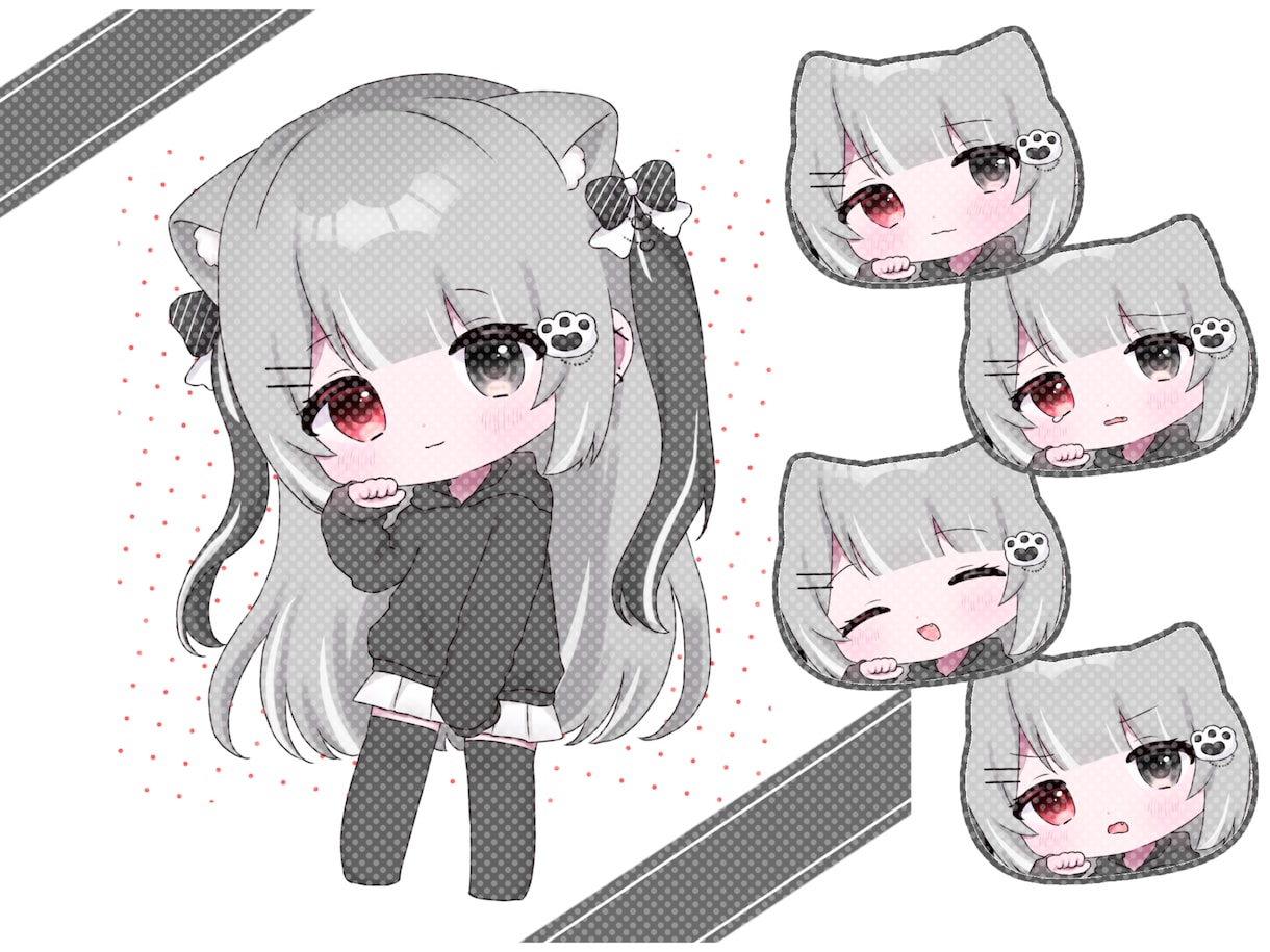 ちびキャラ・ミニキャラ・SDイラストを描きます ♡ 表情差分５パターンセットです︎ ♡ イメージ4