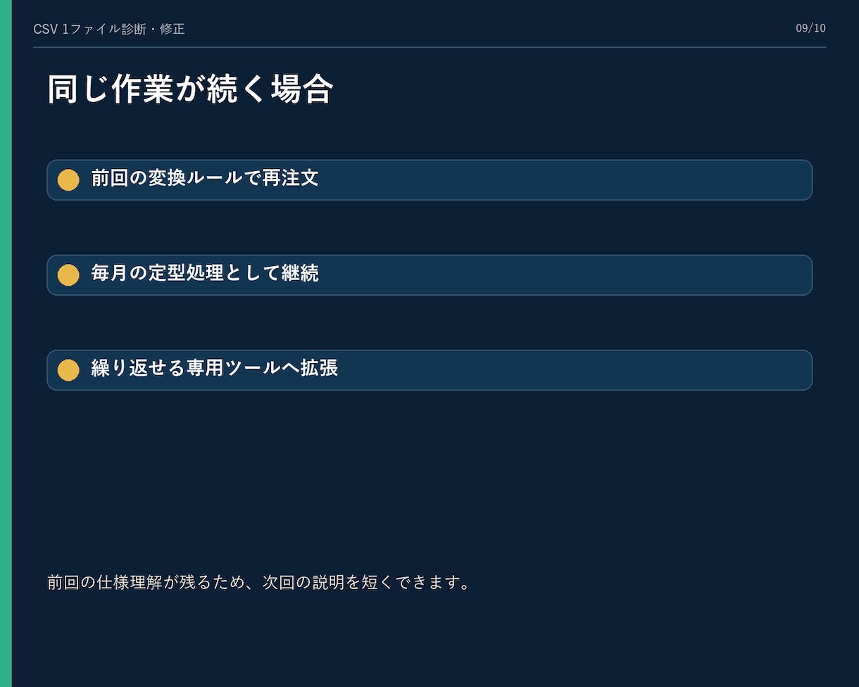 CSV・Excelの取込エラーを診断・修正します 説明できなくてOK。エラー画面から修正版まで返します イメージ9