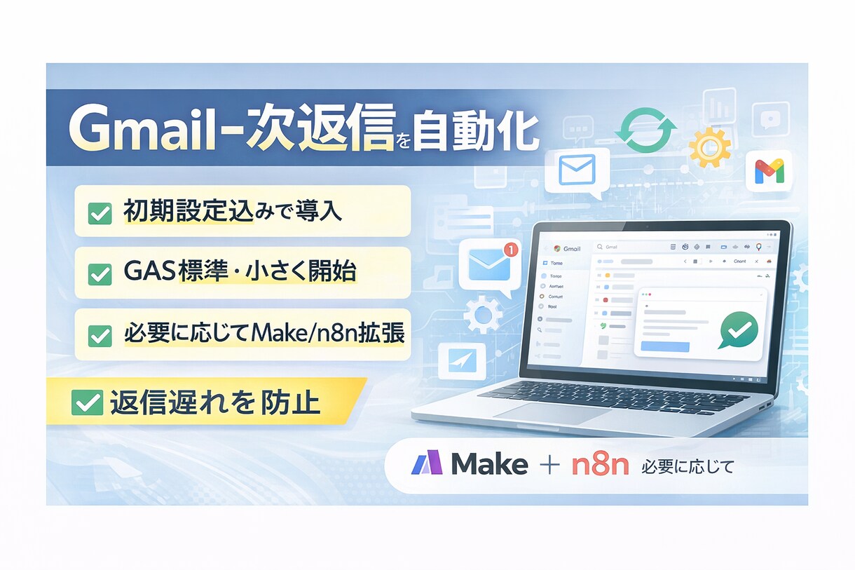 Gmail一次返信を自動化します 問い合わせ初動を整えて返信遅れを防止します イメージ1