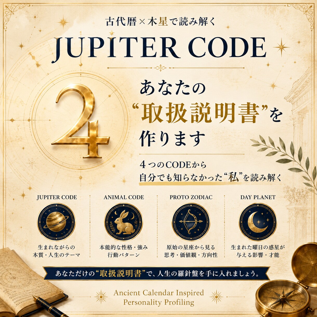古代暦×木星であなたの取扱説明書を作ります 4つの象徴から、あなたの本質を立体解析します イメージ1