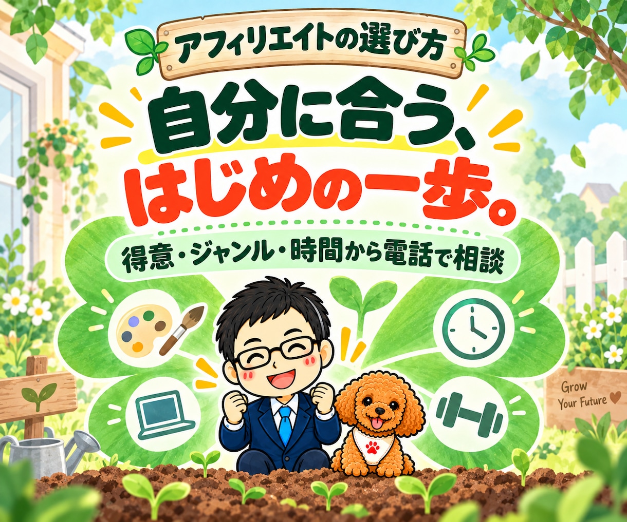 自分に合うアフィリエイトの選び方を電話で教えます ジャンル・得意なこと・作業時間から、無理のない始め方へ イメージ1
