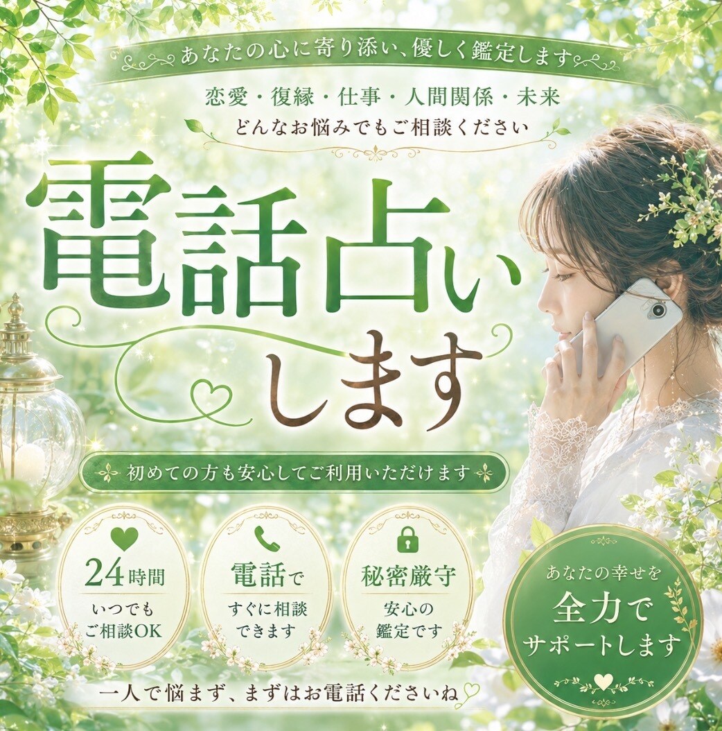 すぐに電話で占い対応できます 電話で運勢など、悩み事&愚痴などを聞いて占います。 イメージ1