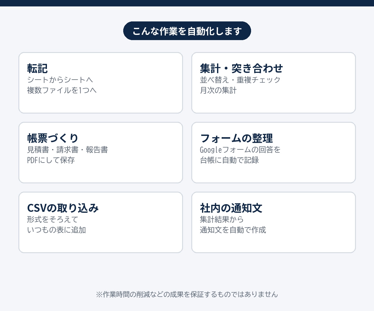 Excel・スプレッドシートの手作業を自動化します GAS・VBAマクロ｜AI活用で短納期、転記や集計を自動化 イメージ1