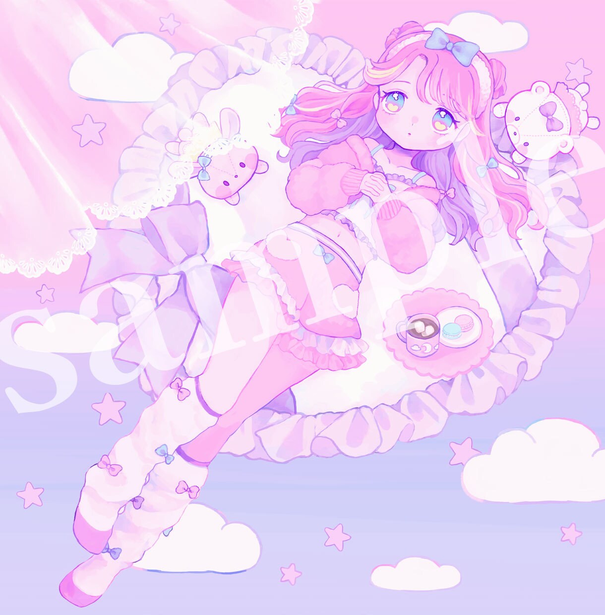 儚くてかわいい少女のイラストお描きします 淡くてあまい世界観を表現◎ゆめかわいい雰囲気に イメージ5