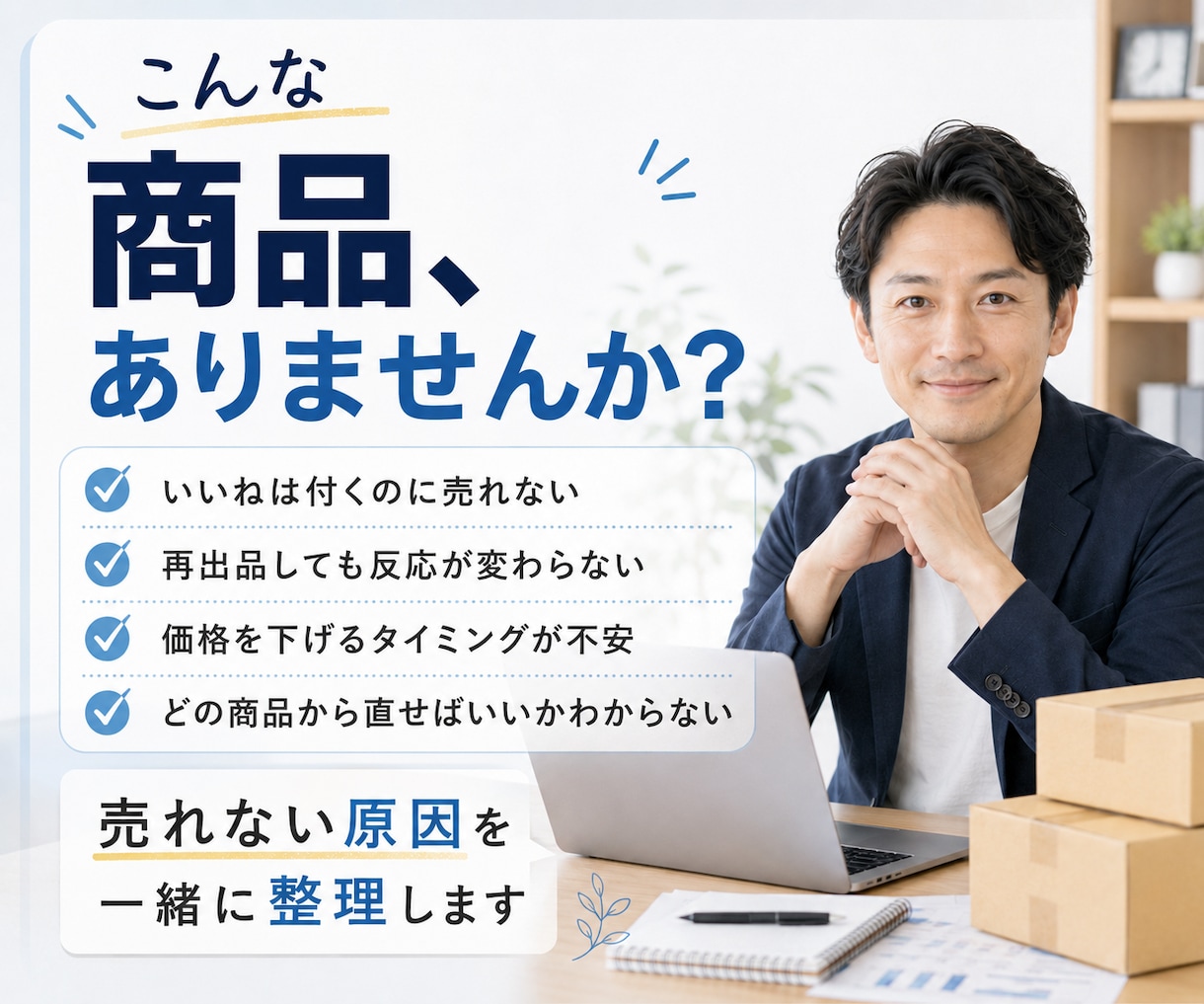 メルカリの売れない商品を見直します 売れ残り在庫を1か月チャット相談にて、販売のサポート！ イメージ2