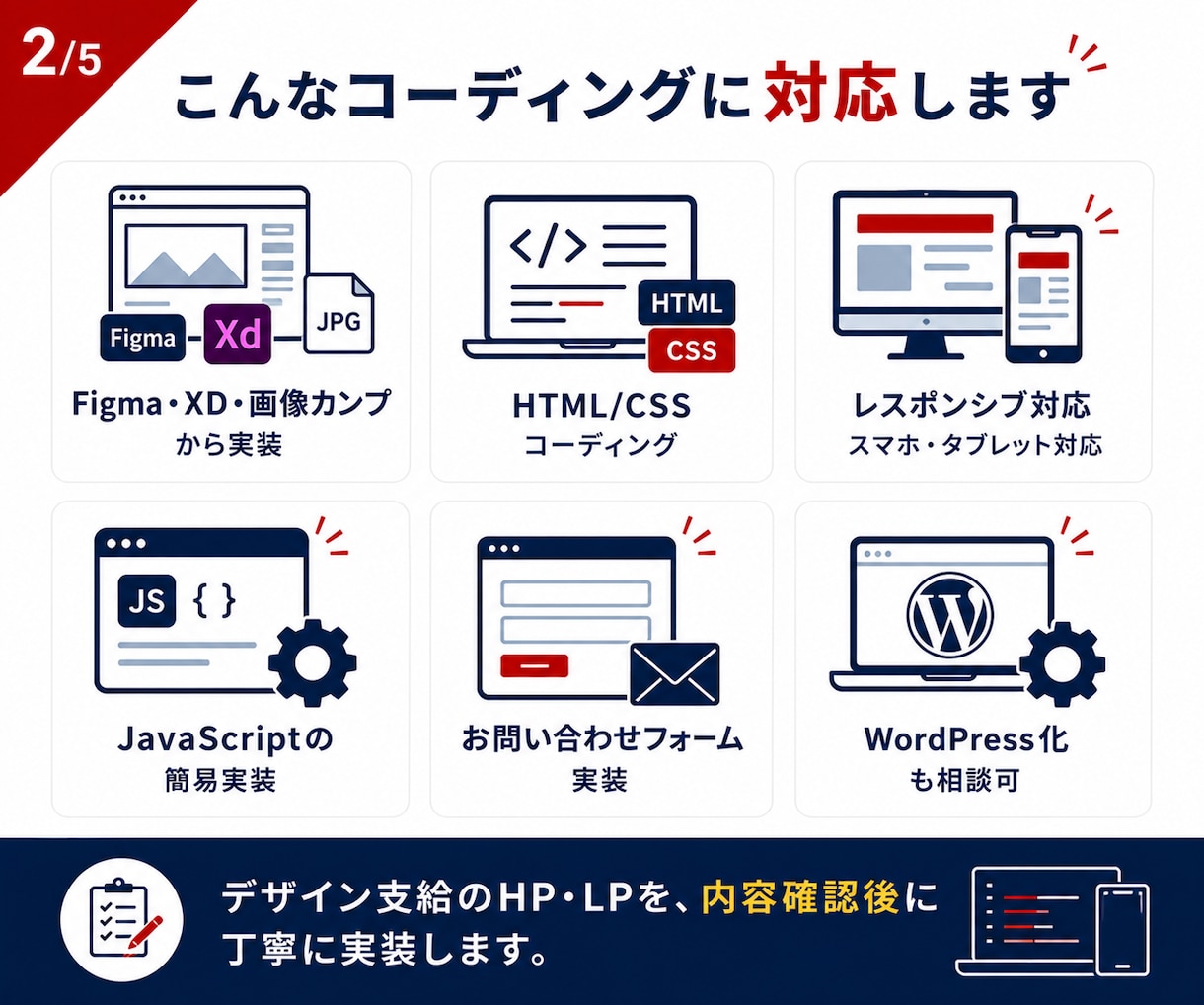 制作会社様向けにHP・LPコーディングを代行します デザイン支給のHP・LPを丁寧に実装 イメージ2