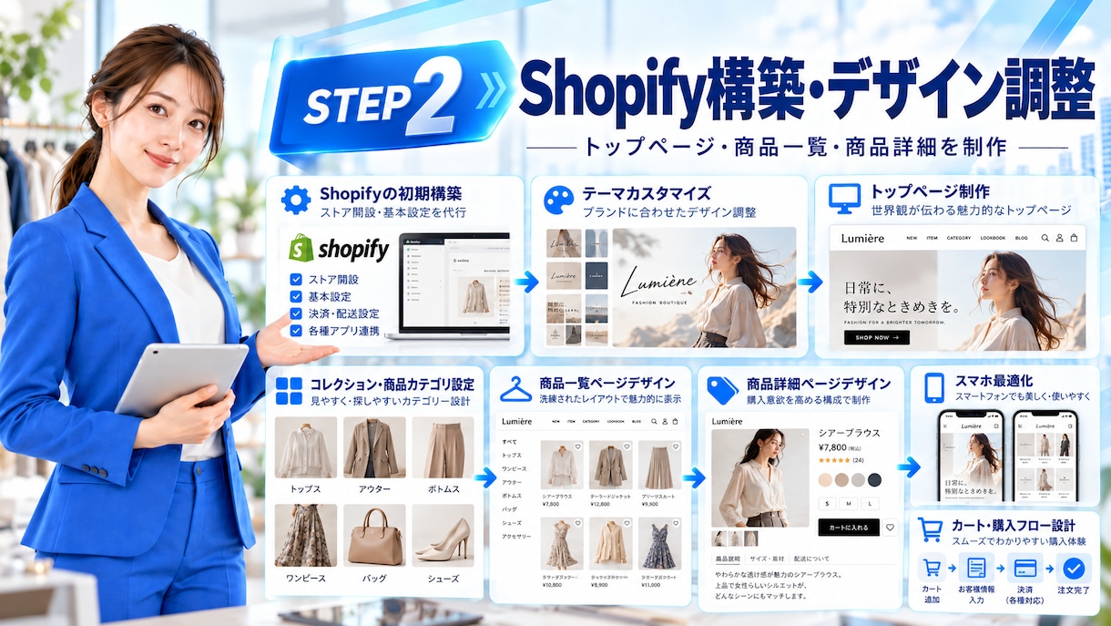 トレンド感あるShopify店舗を構築します アパレルブランド向けに売れる導線まで整えます イメージ2
