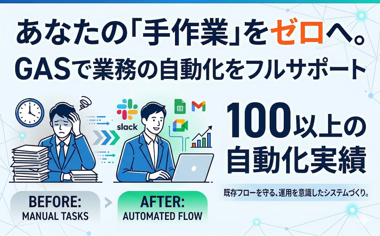 GASでの自動化・運用お手伝いします GAS→スプレッドシート/slack/Gmail イメージ1