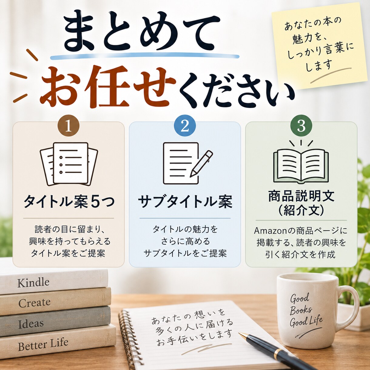 Kindle本のタイトル・商品説明を作ります タイトル案5つ＋サブタイトル＋紹介文をまとめて提案 イメージ3
