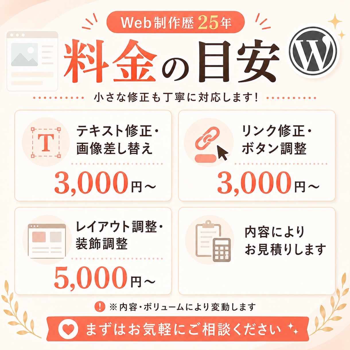 制作歴25年がWordPress修正します 小さな修正も安心してご相談ください イメージ3