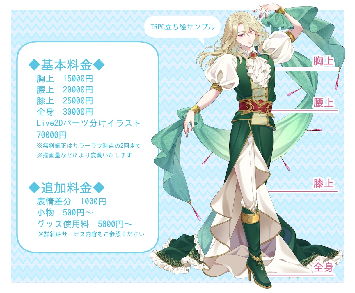 TRPG・Vtuber等◆胸上〜全身立ち絵描きます キャッチーで生き生きとしたキャラクターデザインが得意です！ イメージ2