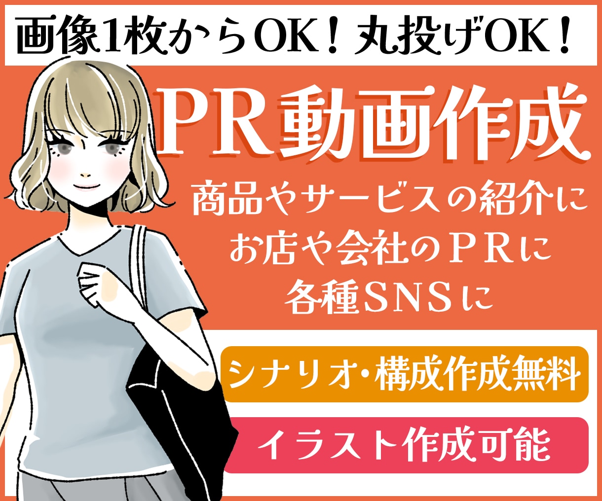 画像1枚からOK！商品やサービスのPR動画作ります オプションでイラスト作成・ナレーションもOK！ イメージ1