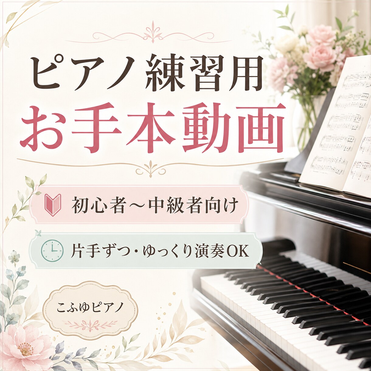 ピアノ練習用のお手本動画をお作りします 片手ずつ、ゆっくり演奏にも対応します イメージ1