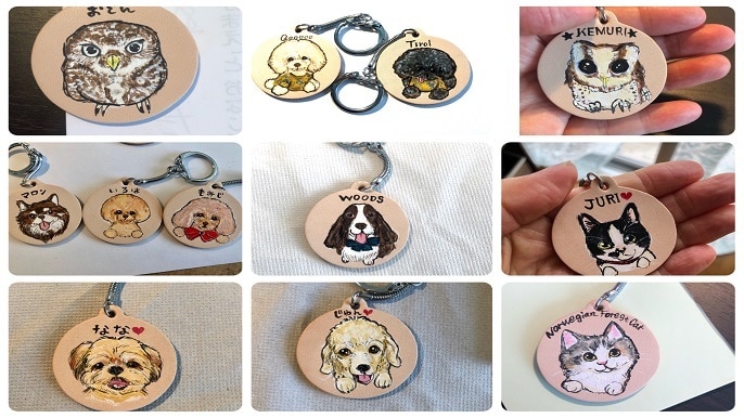 ペット似顔絵師★本革キーホルダーに似顔絵描きます 【チャリティ商品】ペット専門似顔師がお作りする似顔絵サービス イメージ8
