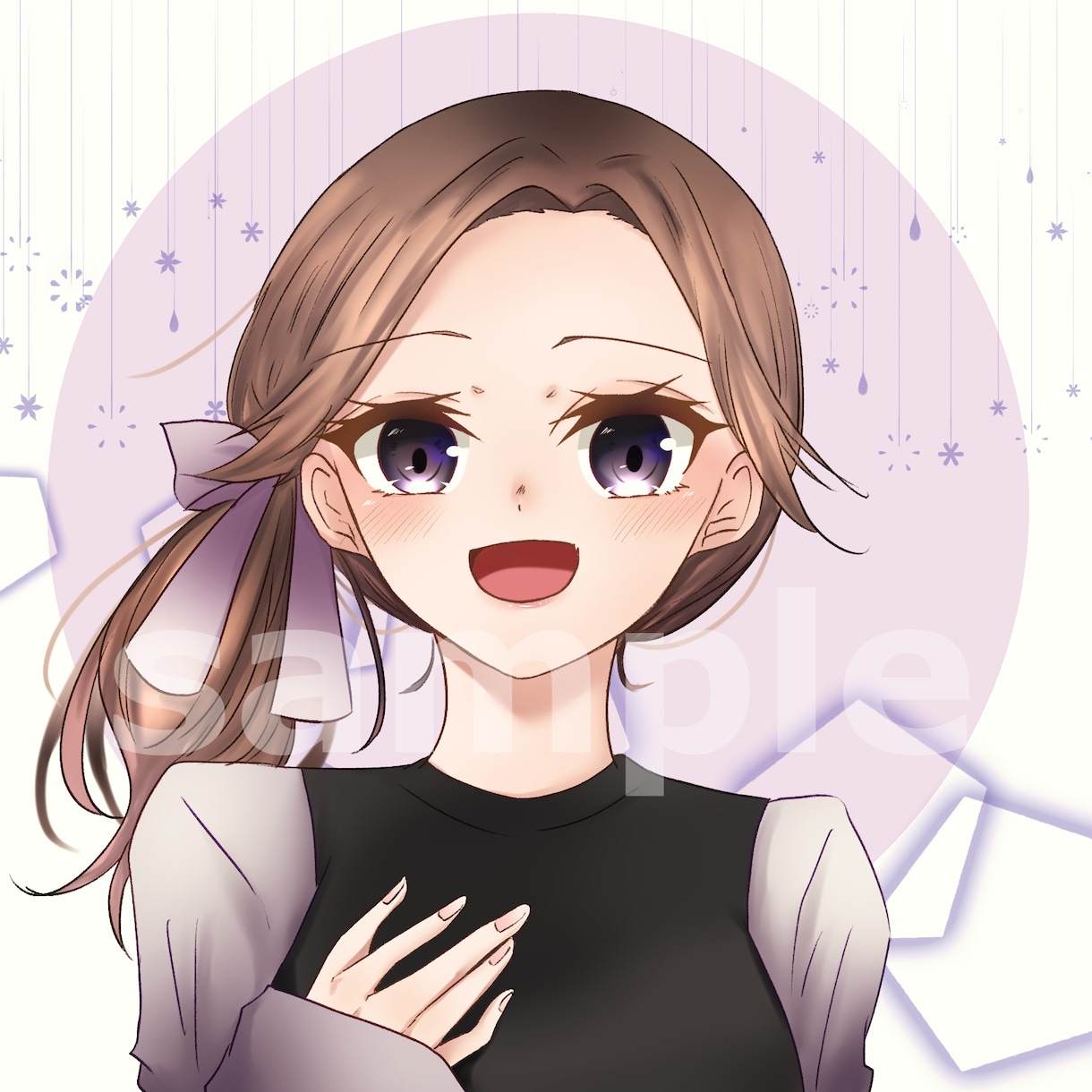 ツヤのある瞳と髪が目を引く女の子アイコン描きます 得意分野の塗りに力を入れたSNS映えするアイコン描きます！ イメージ3