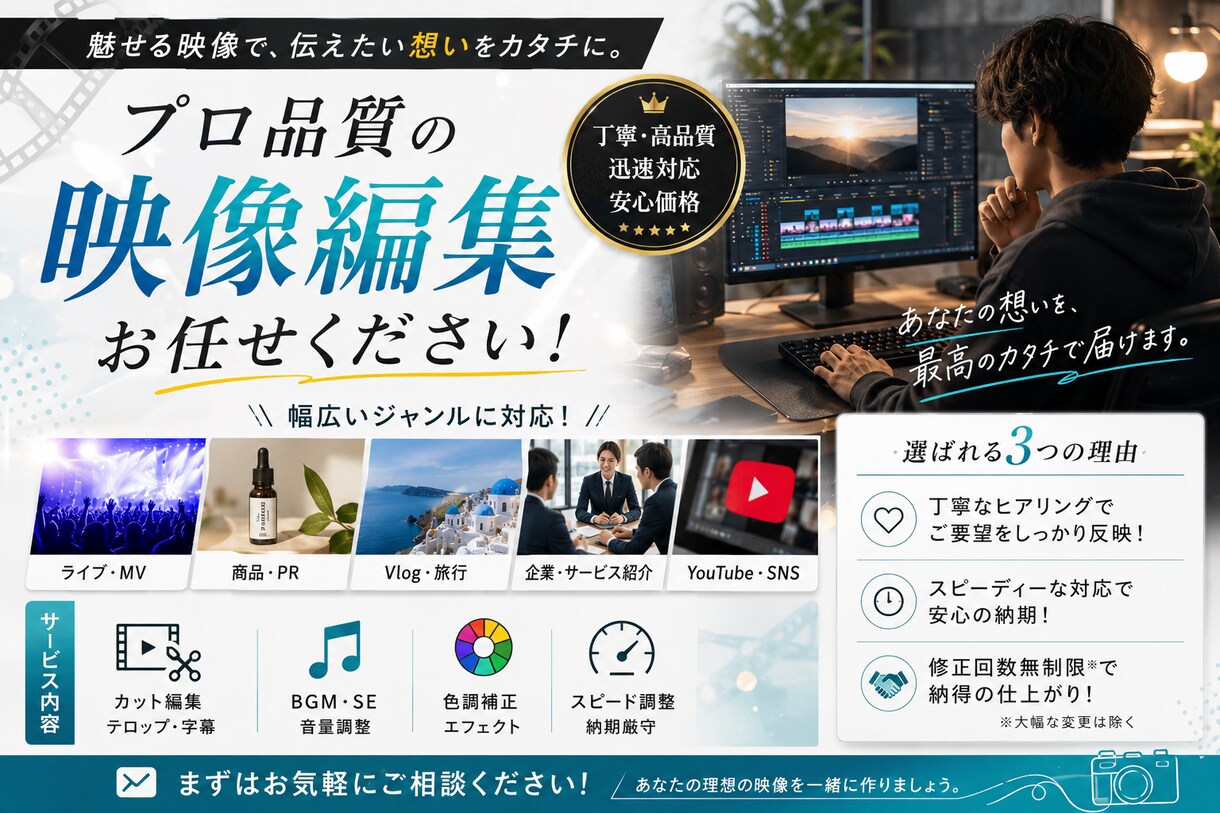 AI動画を編集・仕上げます SNSやYouTube用の動画をAIで手軽に作りたい方へ イメージ3