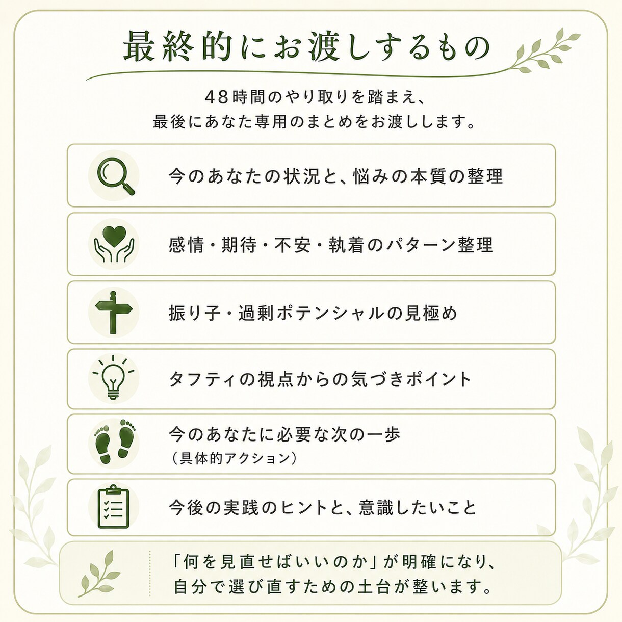 入口編：48時間｜現実創造の迷いを整理します 期待・不安・振り子を整理し今のあなたに必要な一歩を見つけます イメージ6